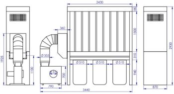 Filter unit ADAMIK FT 627N 4 kW A dimensions