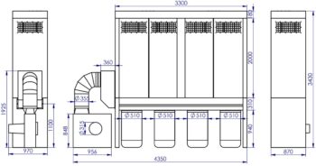 Filter unit ADAMIK FT 750N 7,5 kW A dimensions