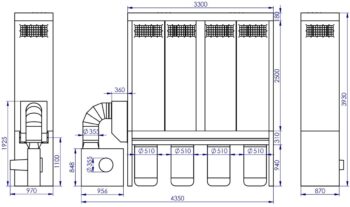 Filter unit ADAMIK FT 762N 9,2 kW A dimensions