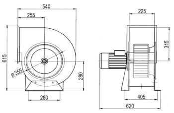 Ventilator ADAMIK VAN 535 dimensions side