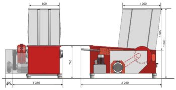 Shredder AZR 800 dimensions